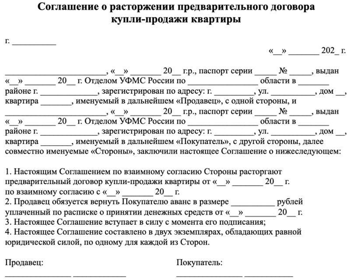 Возврат денег при расторжении договора купли продажи мебели